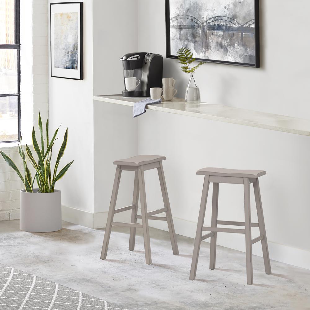 Moreno Non-Swivel Backless Bar Height Stool - Distressed Gray Wood Finish. Picture 2