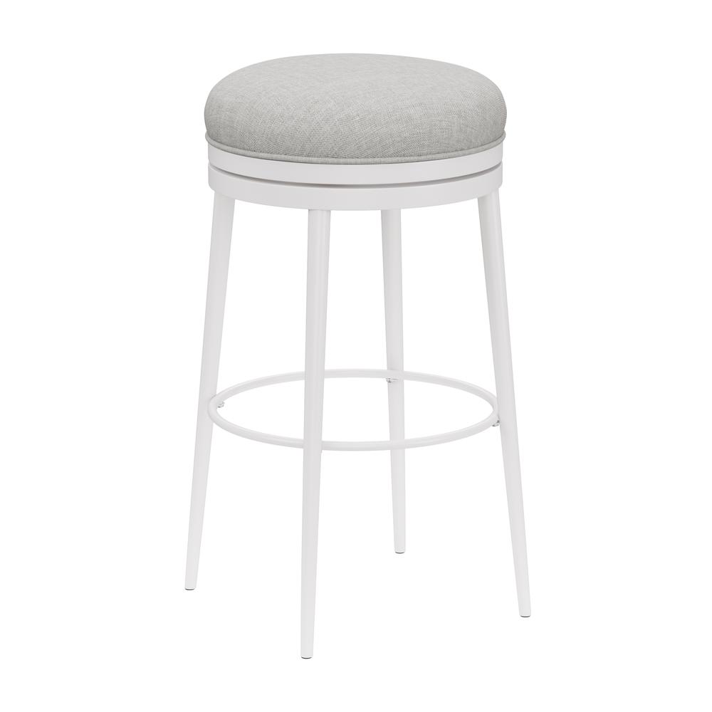 Aubrie Metal Backless Counter Height Swivel Stool, White. Picture 1