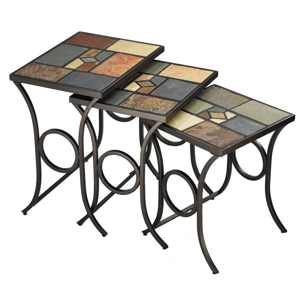 Metal Nesting Tables, Set of 3, Black Gold. The main picture.