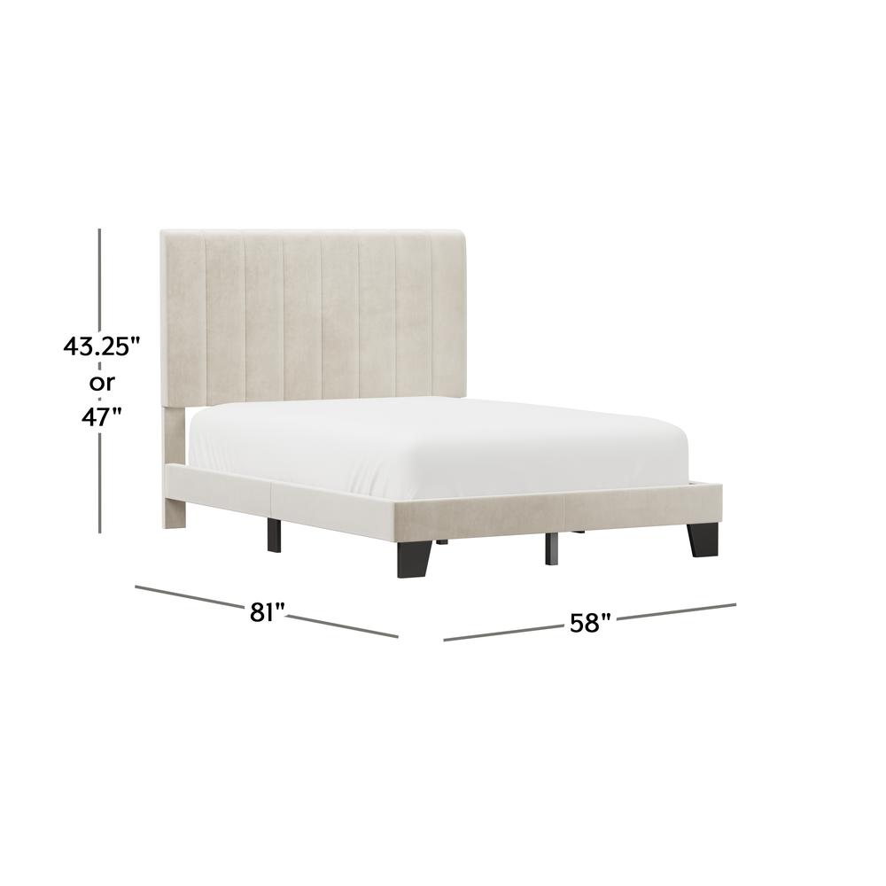 Crestone Upholstered Adjustable Height Full Platform Bed, Cream. Picture 6