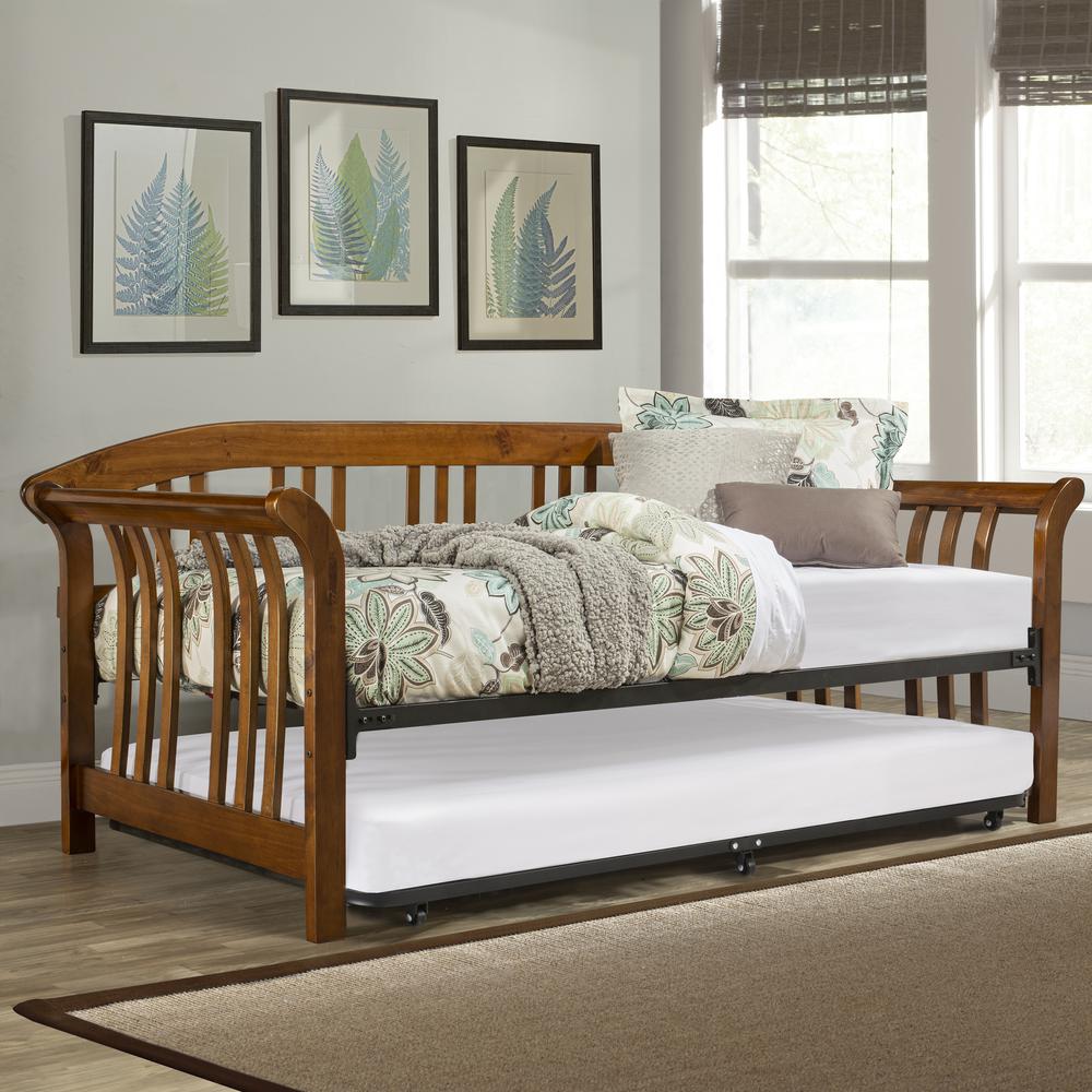 Dorchester Wood Daybed with Twin Roll Out Trundle, Walnut. Picture 2