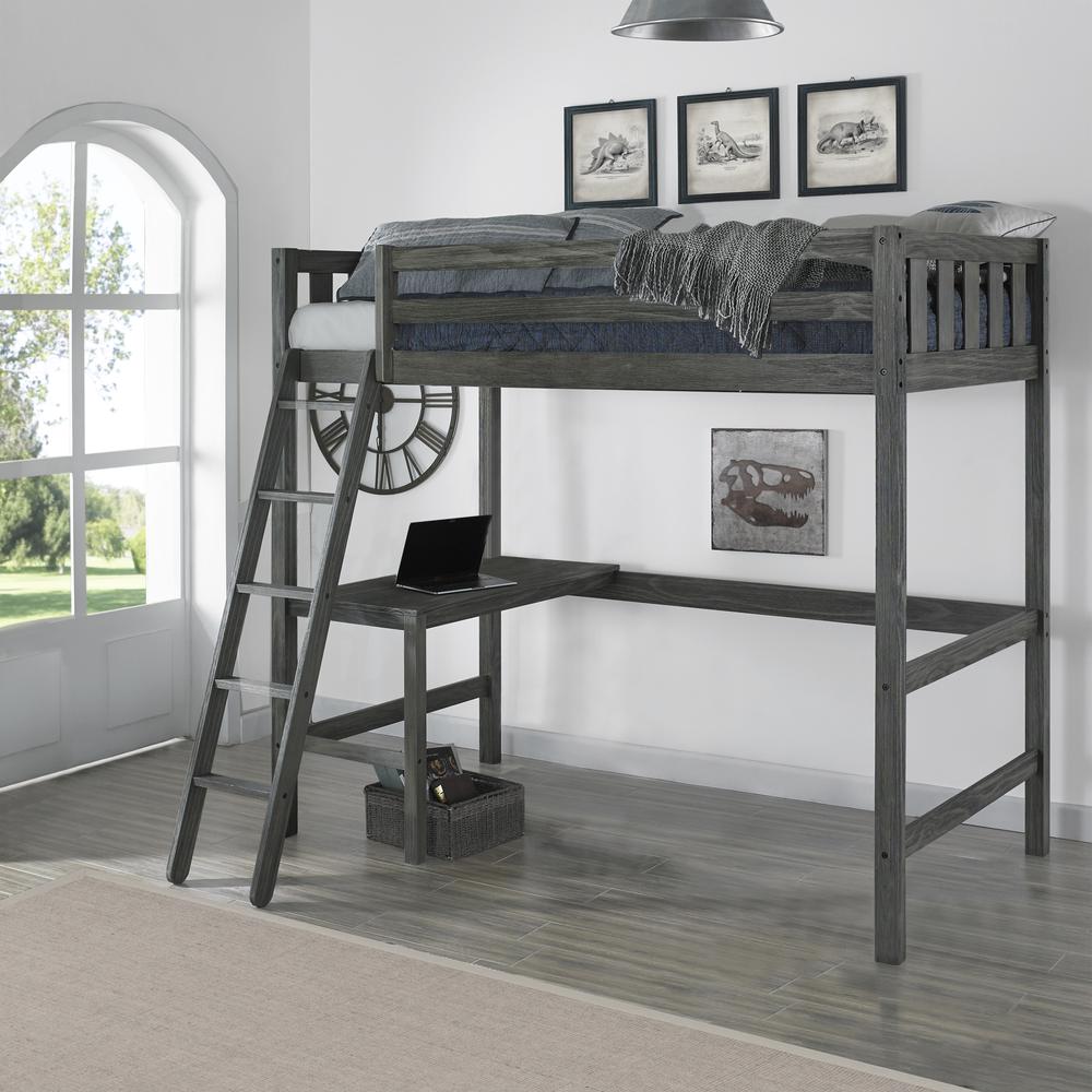 Crosswinds Complete Twin Loft Bed, Wirebrush Gray. Picture 2