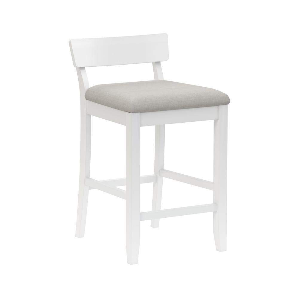 Wood and Upholstered Counter Height Stool, Sea White. Picture 1