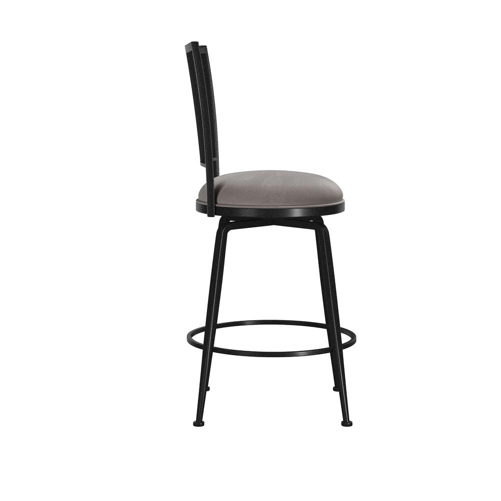 Queensridge Metal Swivel Counter Height Stool, Black with Silver. Picture 3