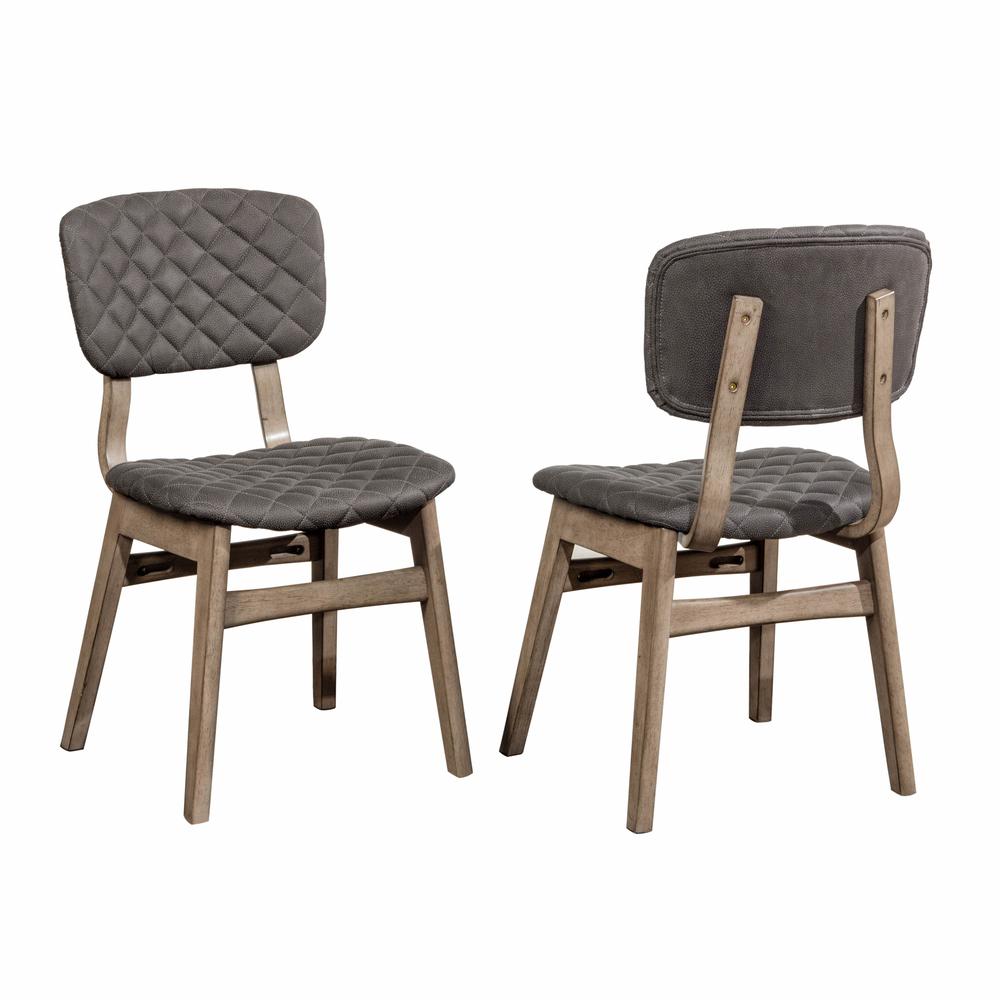 Modern Diamond Stitch Upholstered Dining Chair, Weathered Gray, Set Of 2. Picture 1
