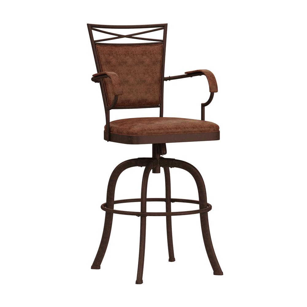 Metal Bar Height Swivel Stool, Aged Bronze. Picture 1