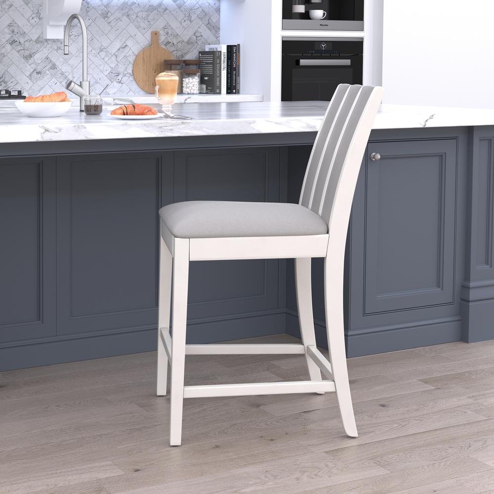 Iris  Wood Counter Height Stool, White. Picture 6