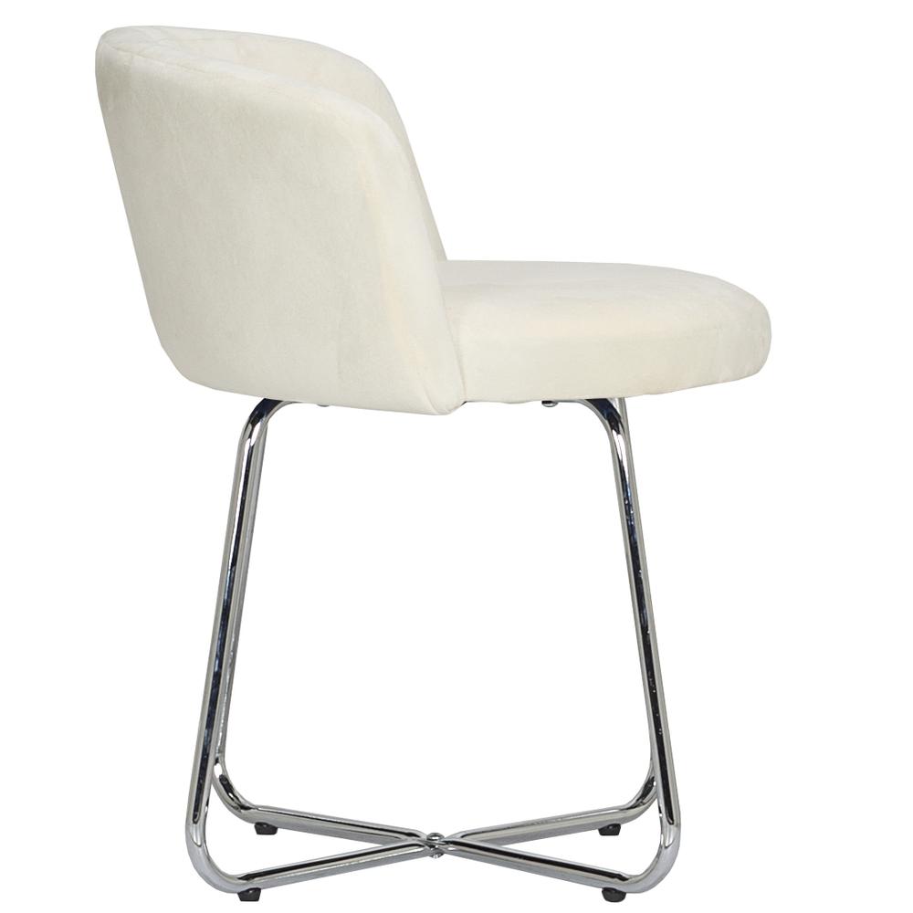 Marisol Metal Vanity Stool, Chrome with Off White Fabric. Picture 4
