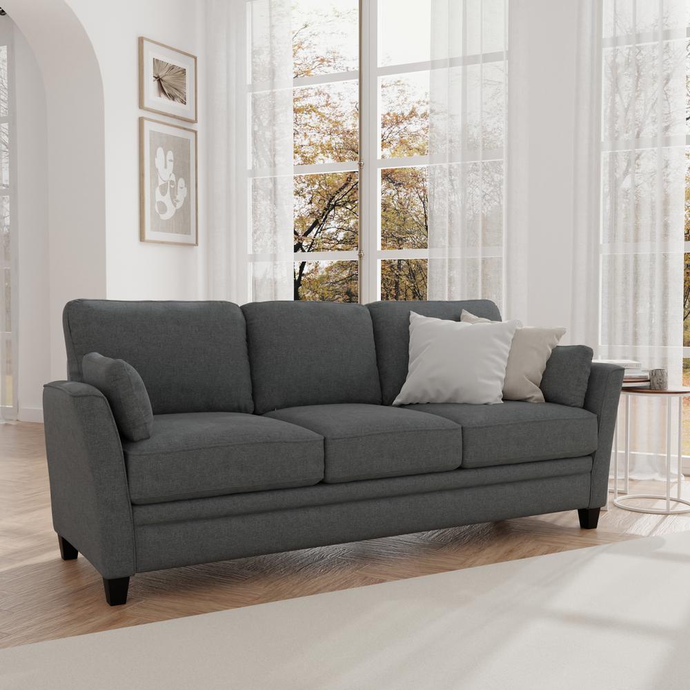 Living Essentials by Hillsdale Grant River Upholstered Sofa with 2 Pillows, Gray. Picture 9