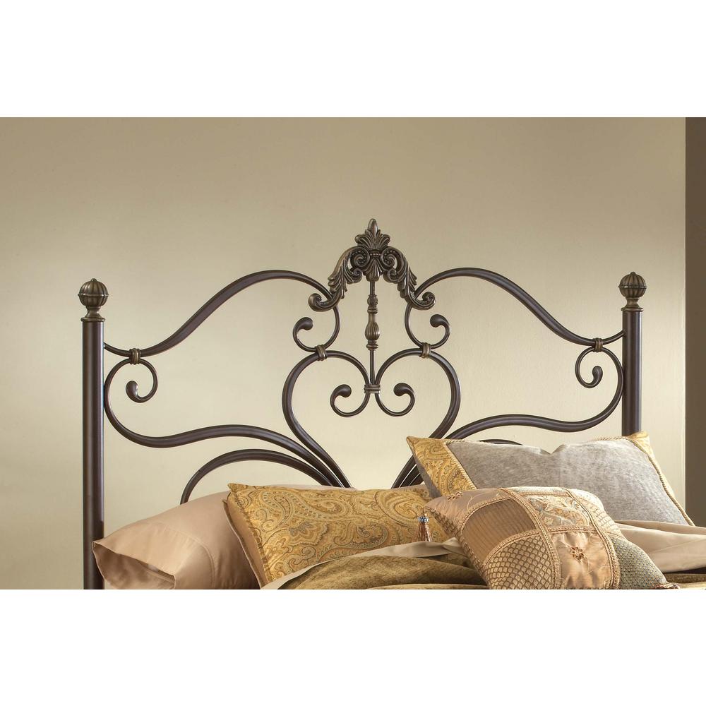 Metal Queen Headboard with Frame, Antique Brown. Picture 2