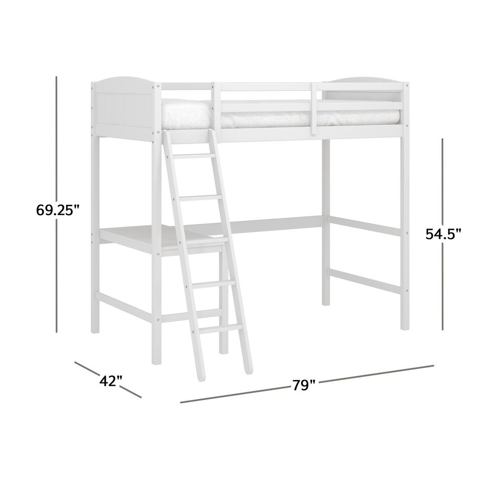 Alexis Wood Arch Twin Loft Bed with Desk, White. Picture 7