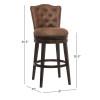 Edenwood Wood Bar Height Swivel Stool, Chocolate with Chestnut Faux Leather. Picture 2