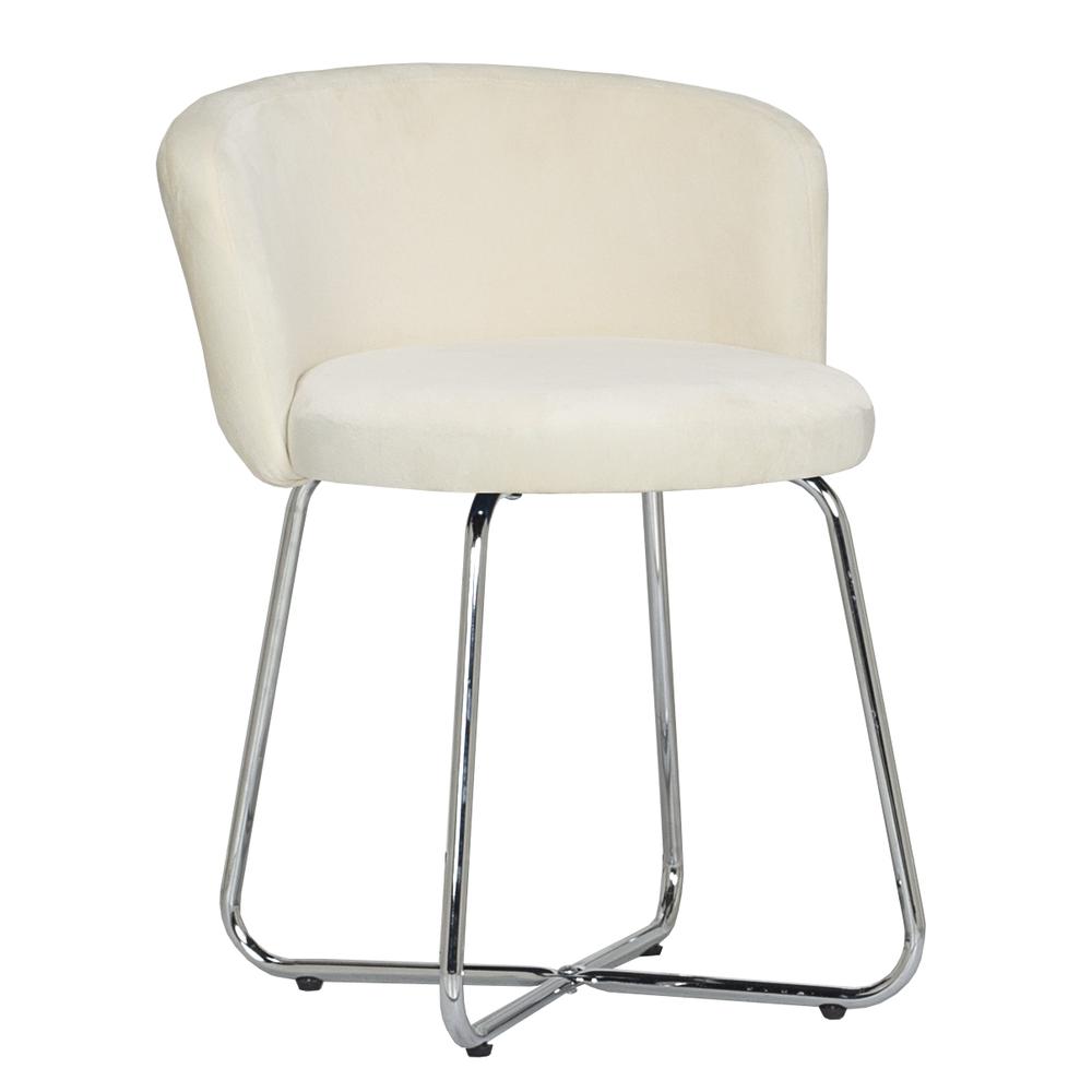 Hillsdale Furniture Marisol Metal Vanity Stool, Chrome with Off White Fabric. The main picture.