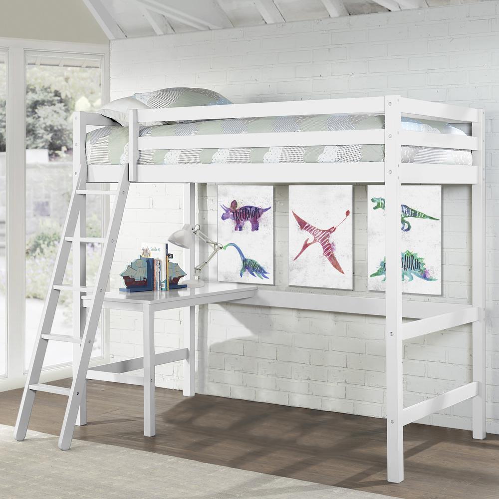 Hillsdale Kids and Teen Caspian Wood Twin Loft Bed, White. Picture 10
