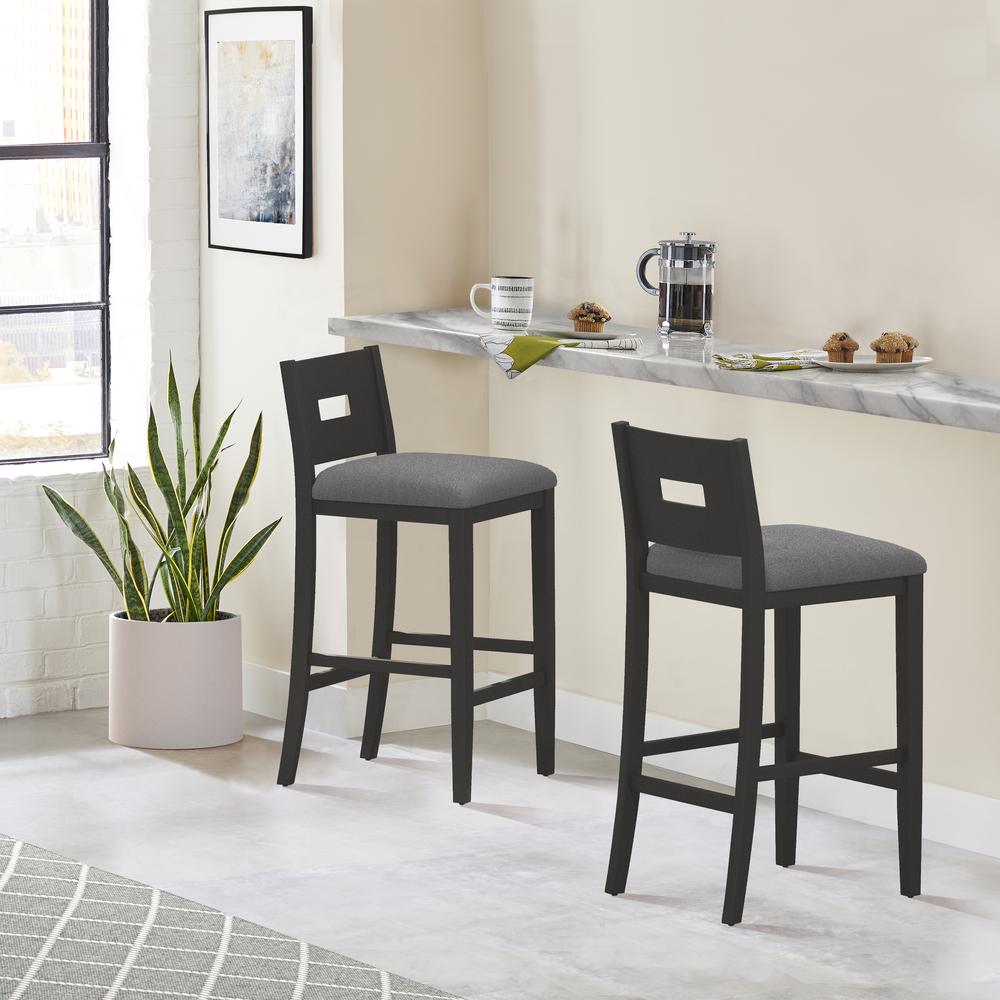 Wood Bar Height Stool, Black. Picture 3