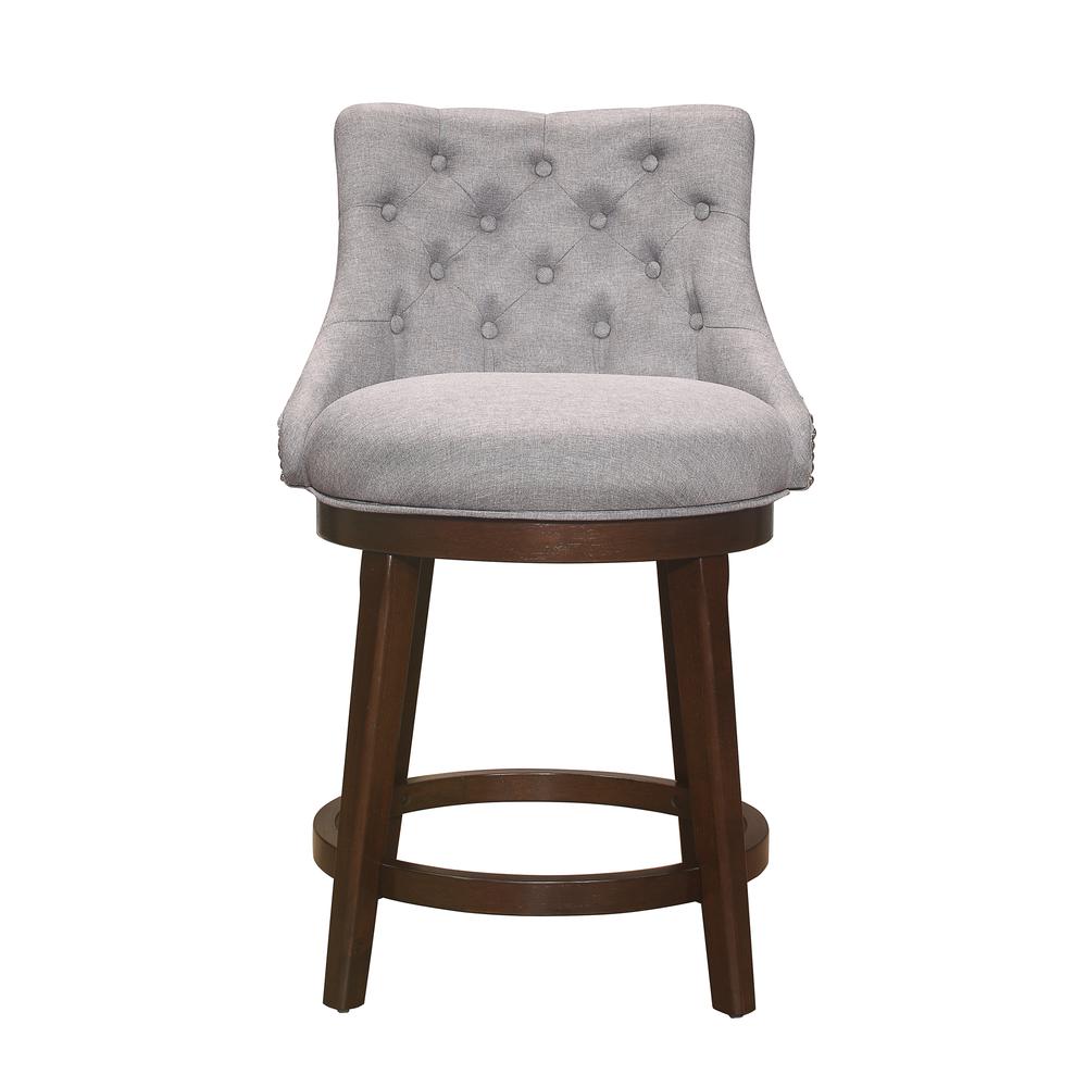 Halbrooke Wood Swivel Counter Height Stool, Gray Fabric. Picture 3