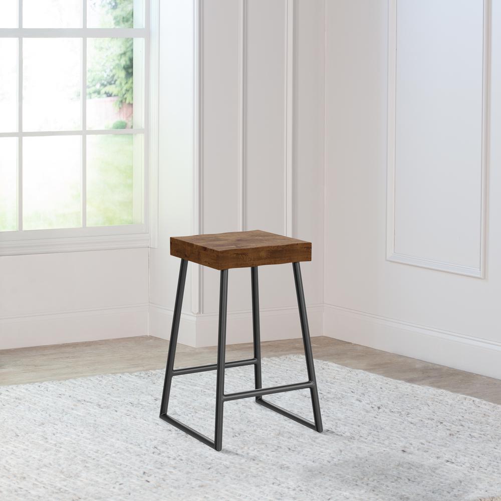 Emerson Manufactured Live Edge Square Non-Swivel Backless Counter Stool. Picture 3