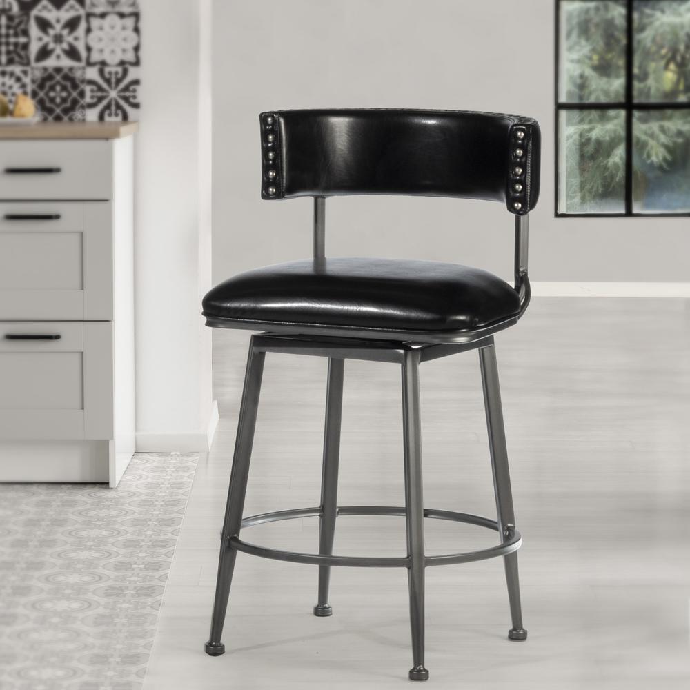 Kinsella Commercial Grade Metal Counter Height Swivel Stool, Charcoal. Picture 3