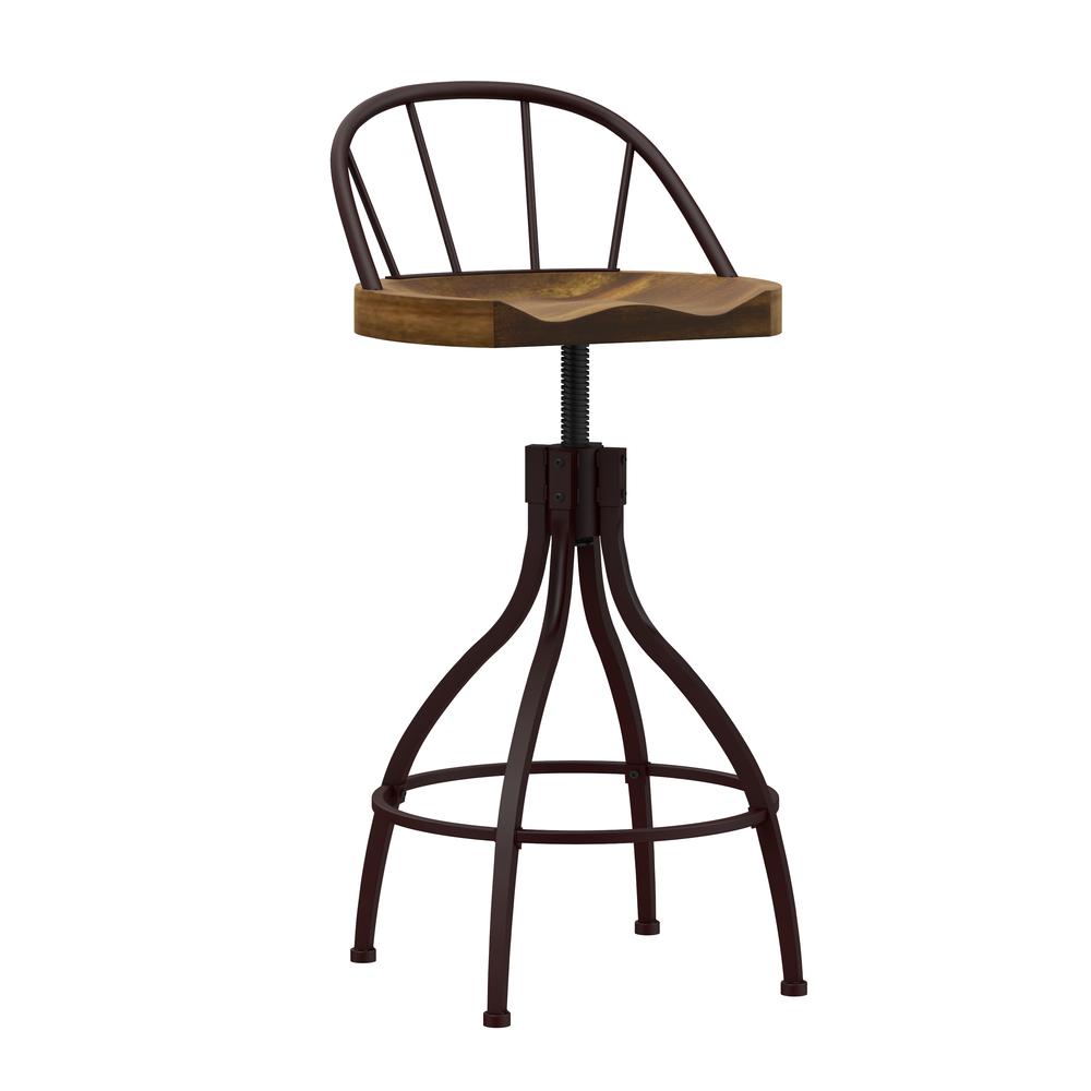 Worland Metal Adjustable Height Stool with Back, Brown Metal. Picture 6