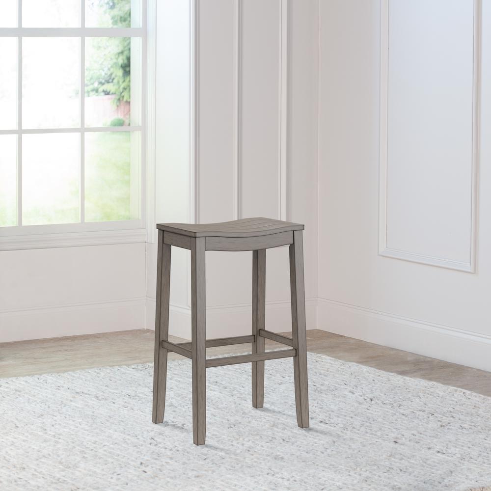 Fiddler Wood Backless Bar Height Stool, Aged Gray. Picture 3