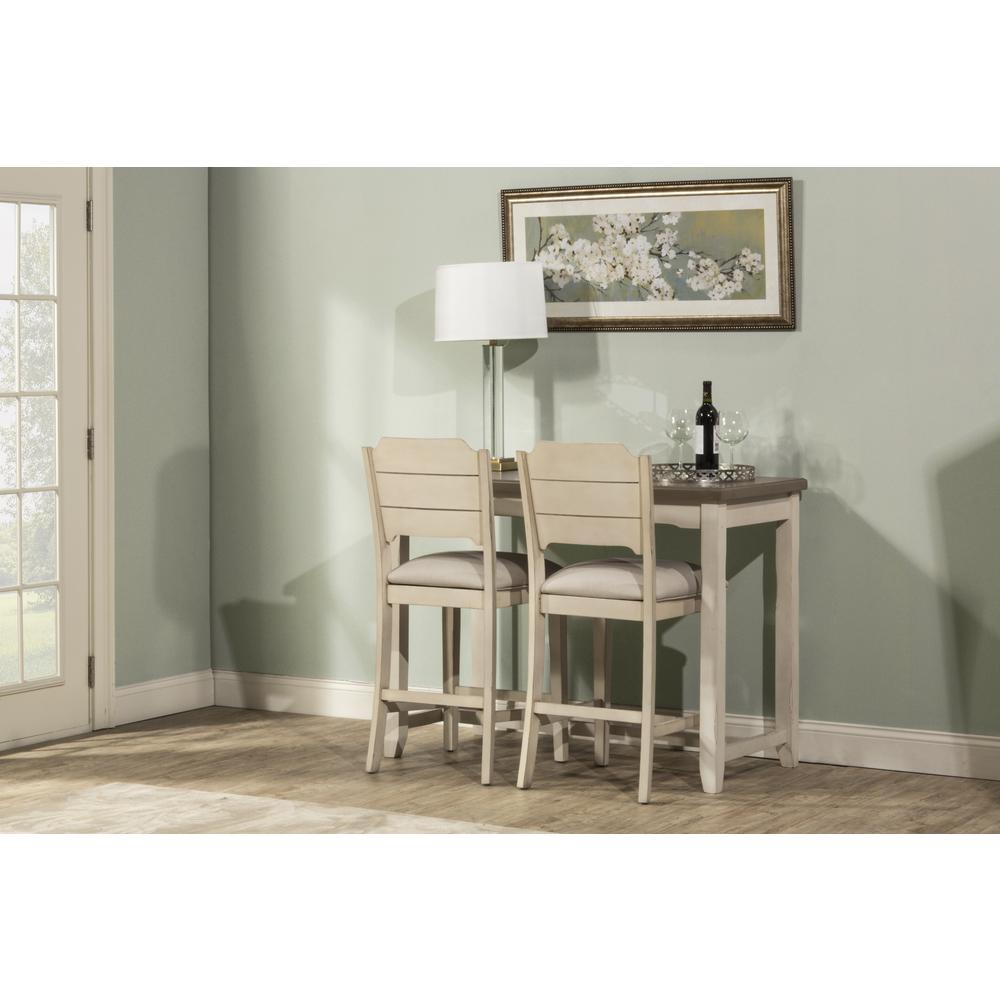 Clarion Wood 3 Piece Counter Height Dining Set with Open Back Stools, Sea White. Picture 3