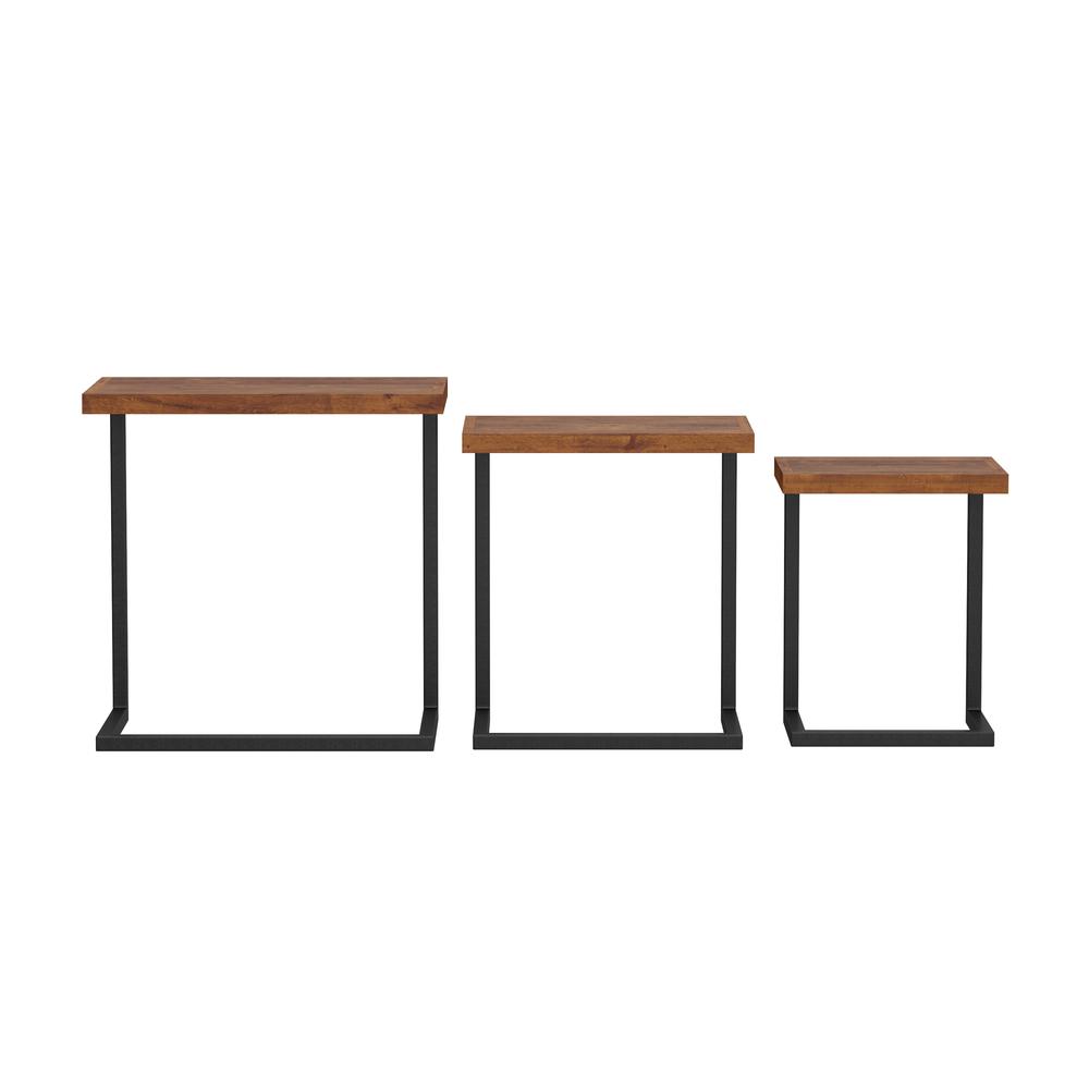 Emerson Wood Nesting Tables, Set of 3, Natural Sheesham. Picture 4