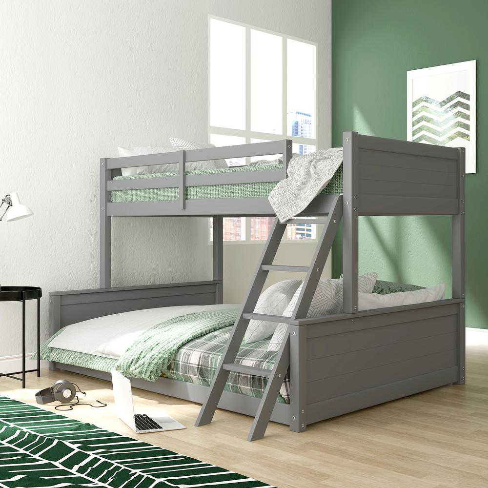 Living Essentials by Hillsdale Capri Wood Twin Over Full Bunk Bed, Gray. Picture 2
