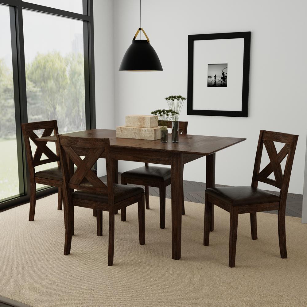 Spencer Wood 5 Piece Dining Set with X-Back Dining Chairs. Picture 11