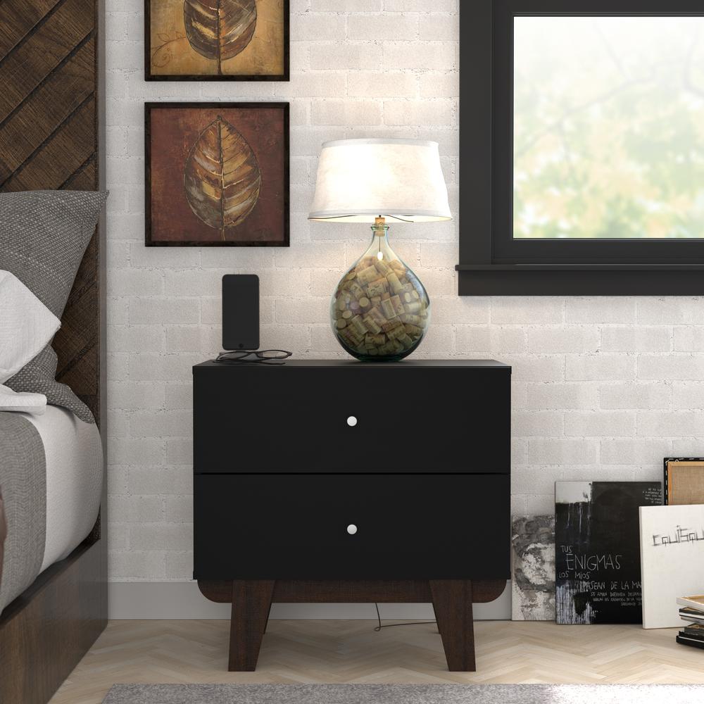 Living Essentials by Hillsdale Kincaid Wood 2 Drawer Nightstand, Matte Black. Picture 3