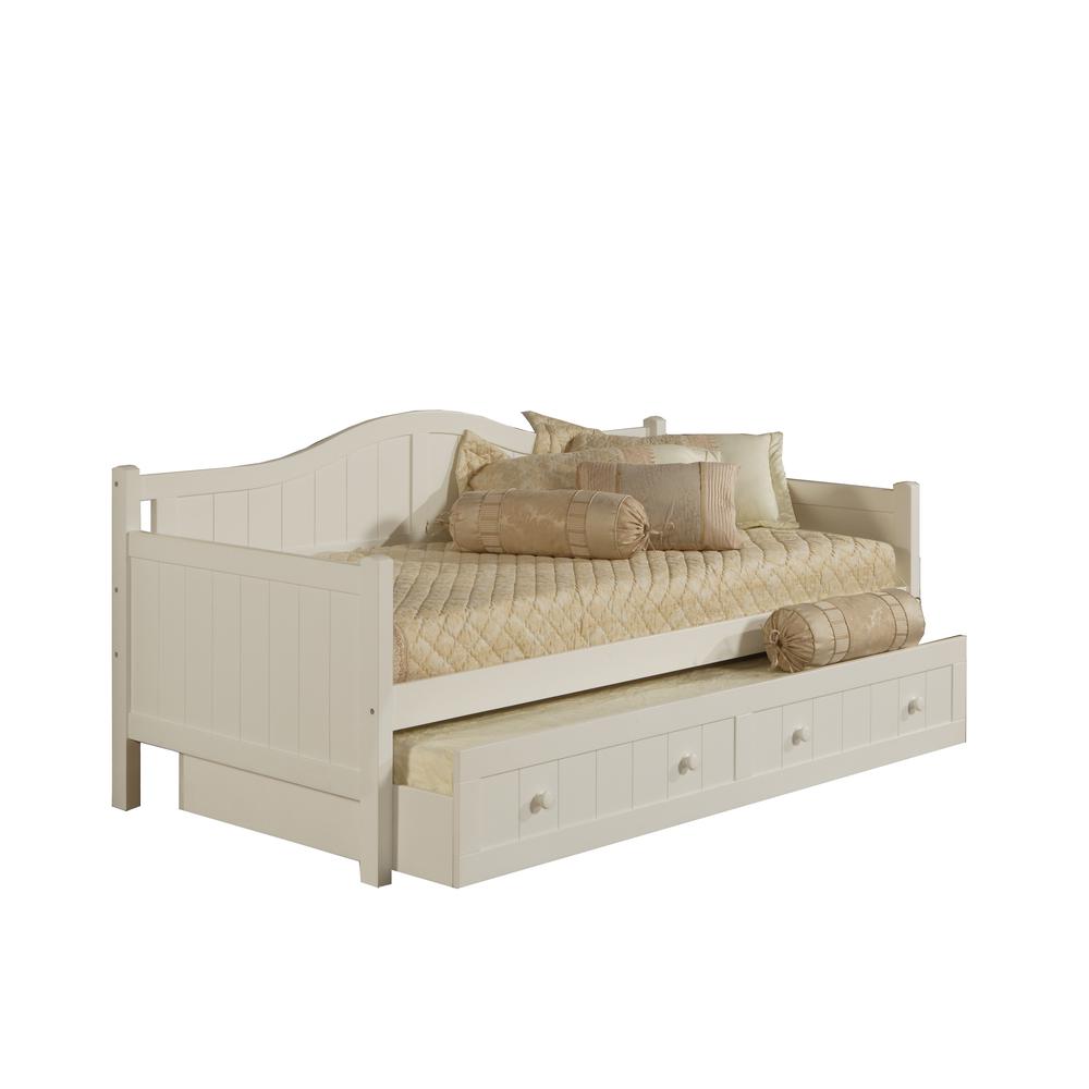 Staci Wood Twin Daybed with Trundle, White. Picture 1
