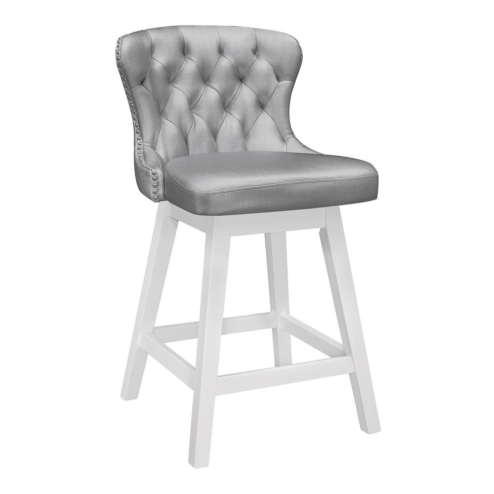 Wood Counter Height Swivel Stool, White. The main picture.