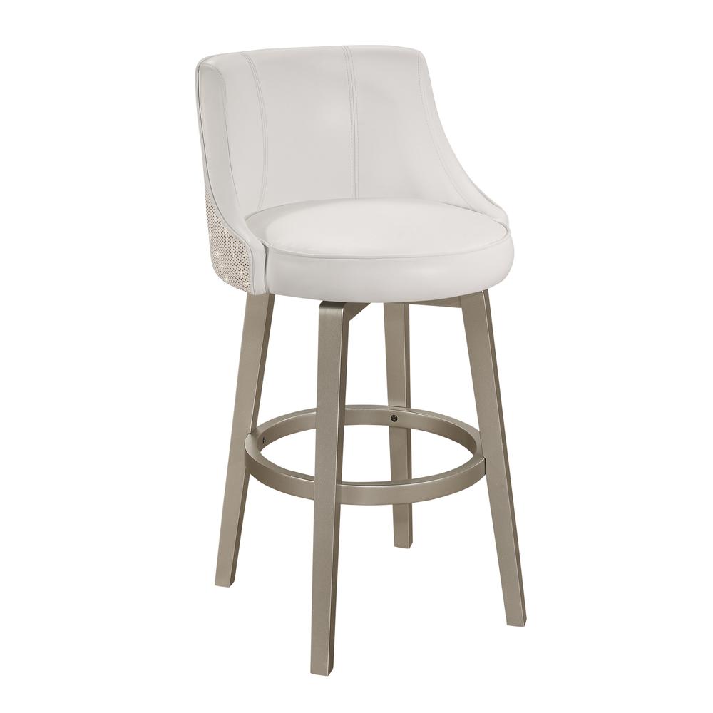 Wood and Upholstered Bar Height Swivel Stool, Champagne. Picture 1