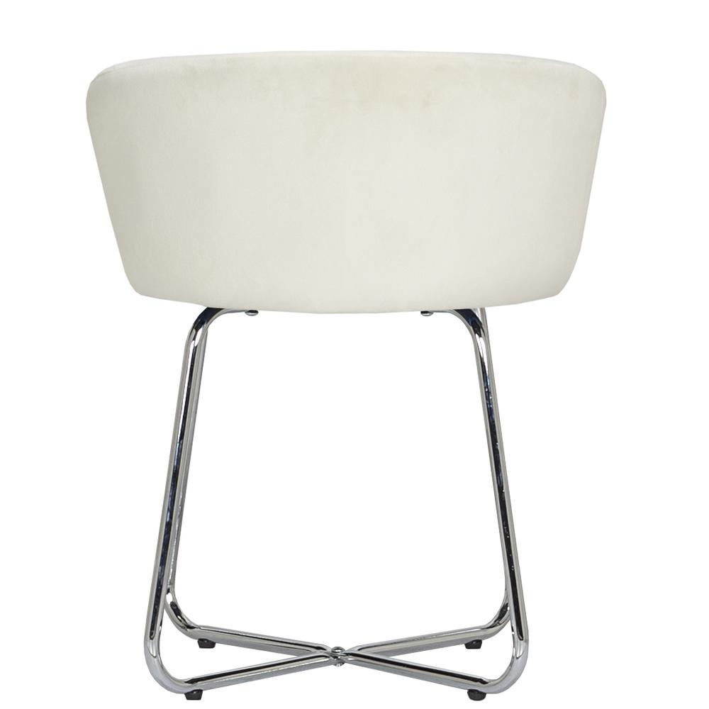 Marisol Metal Vanity Stool, Chrome with Off White Fabric. Picture 5