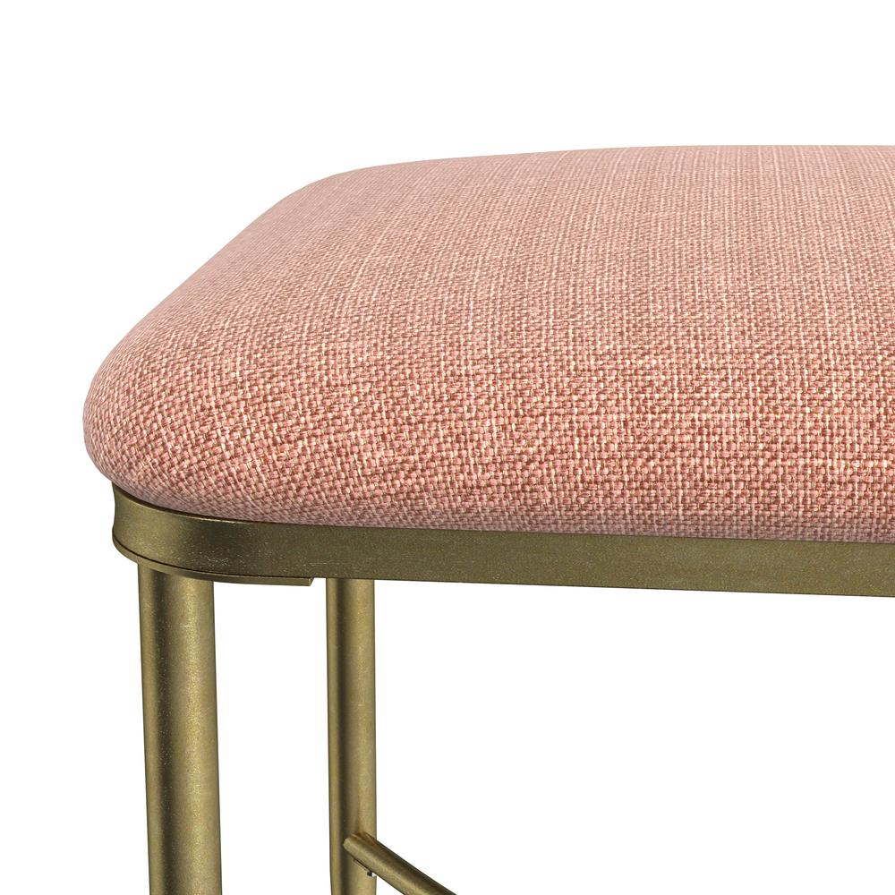 Wimberly Modern Backless Metal Vanity Stool, Gold with Coral Fabric. Picture 7