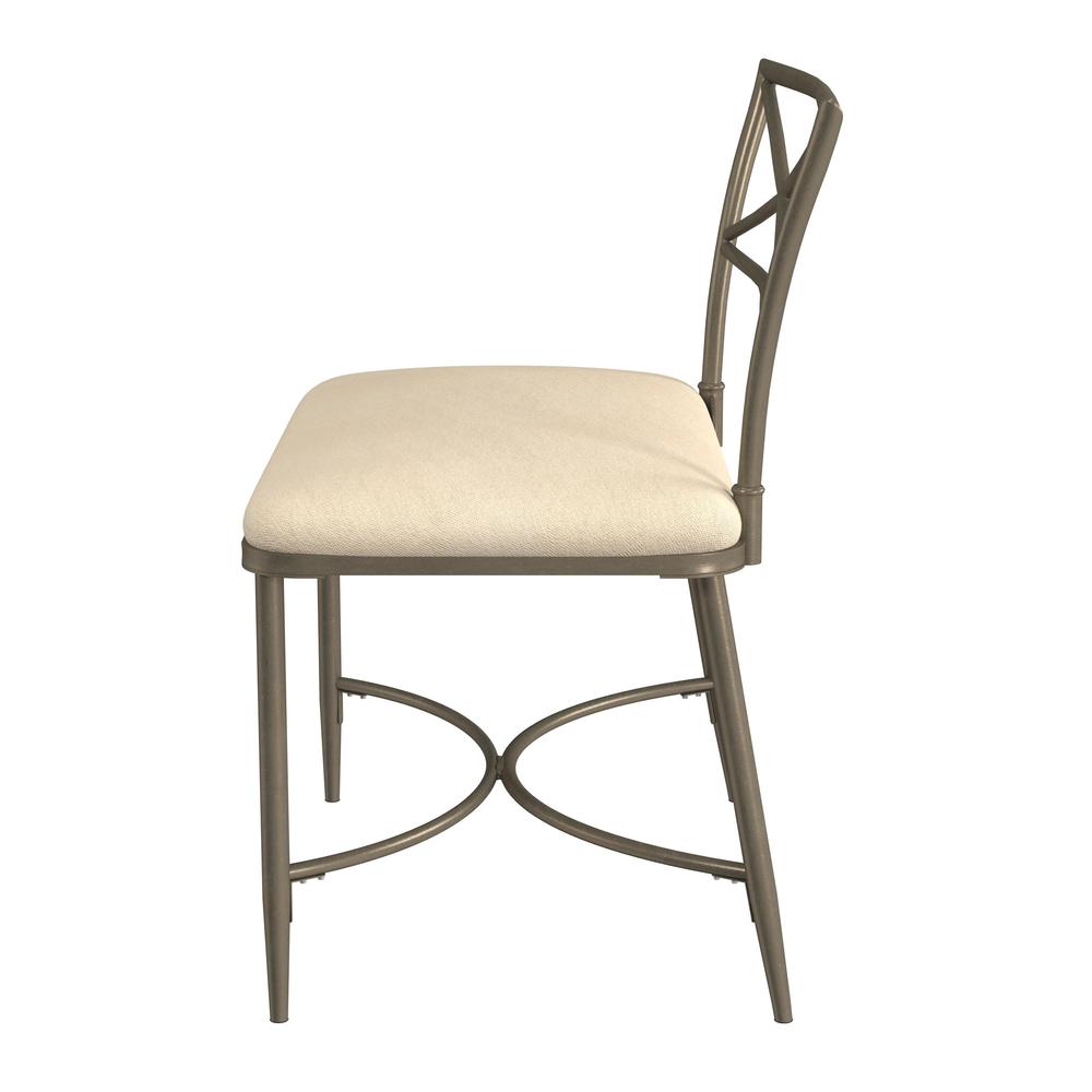 Wimberly Modern X-Back Metal Vanity Stool, Champagne Gold with Cream Fabric. Picture 5