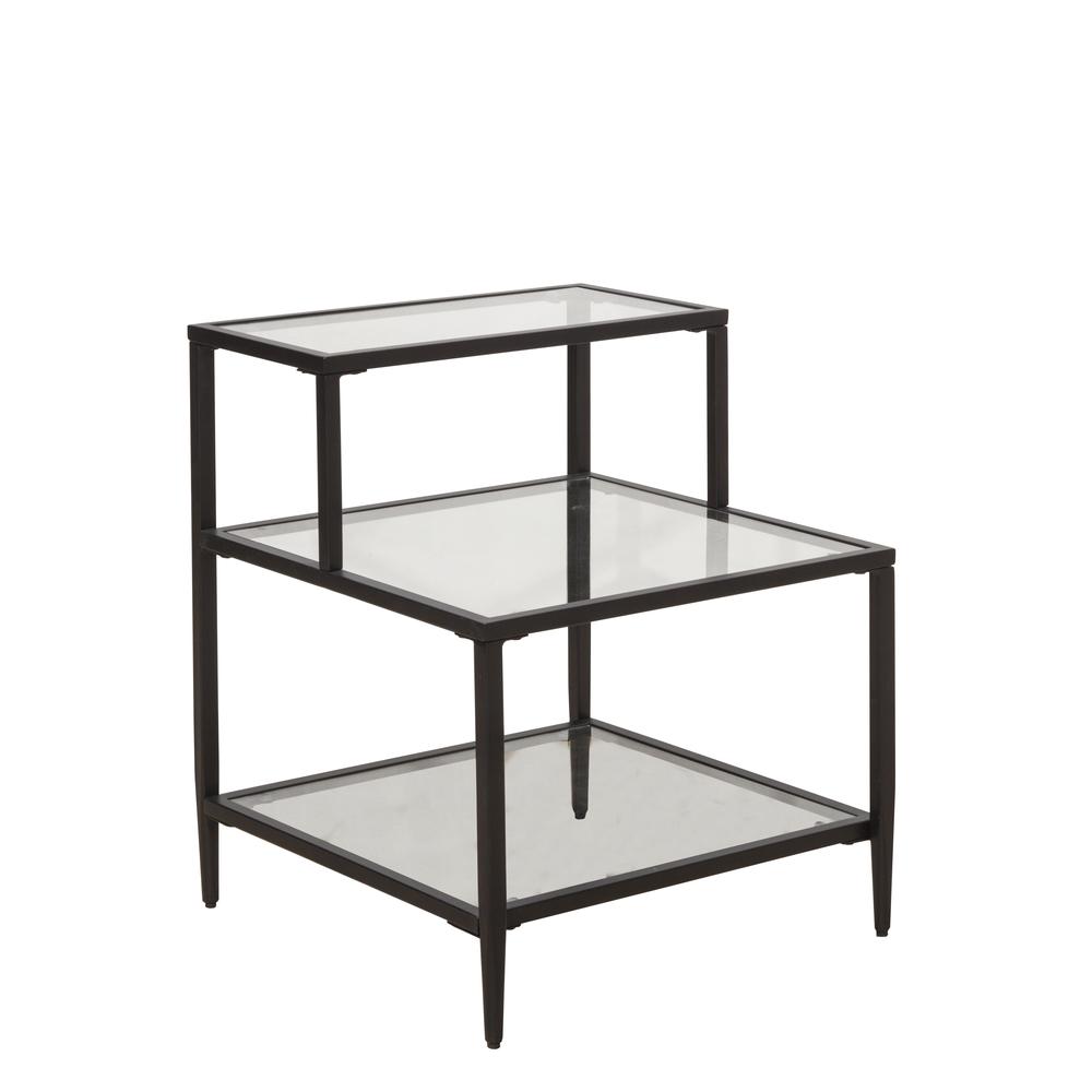 Harlan Metal and Glass End Table, Black. Picture 1