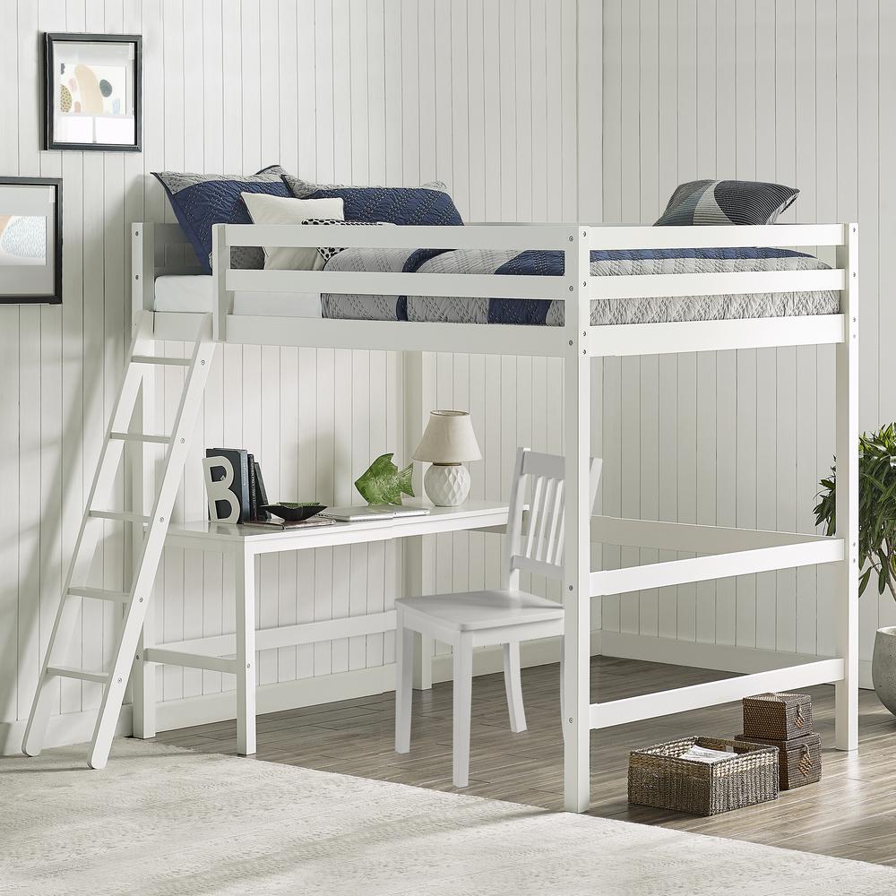 Hillsdale Kids and Teen Caspian Full Loft Bed with Desk Chair, White. Picture 3