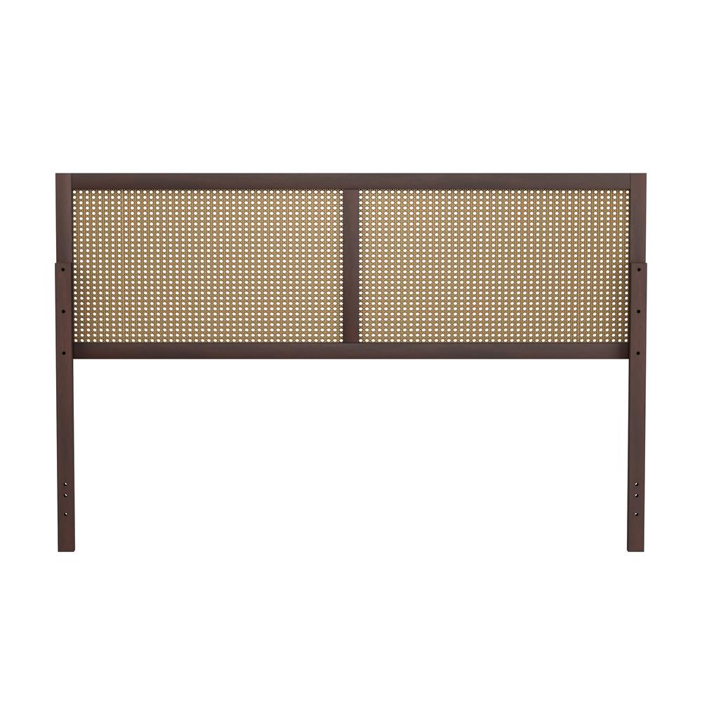 Serena Wood and Cane Panel King Headboard, Chocolate. Picture 4