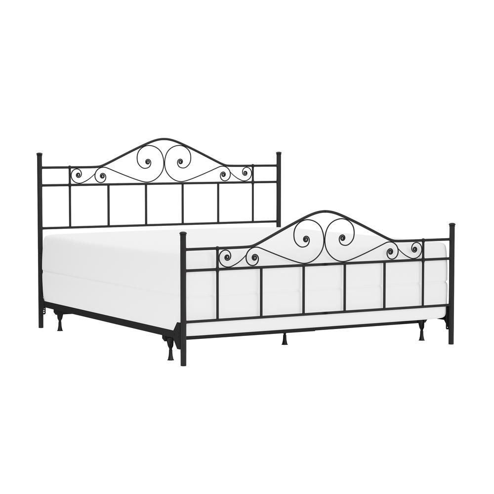Harrison King Metal Bed, Textured Black. Picture 1