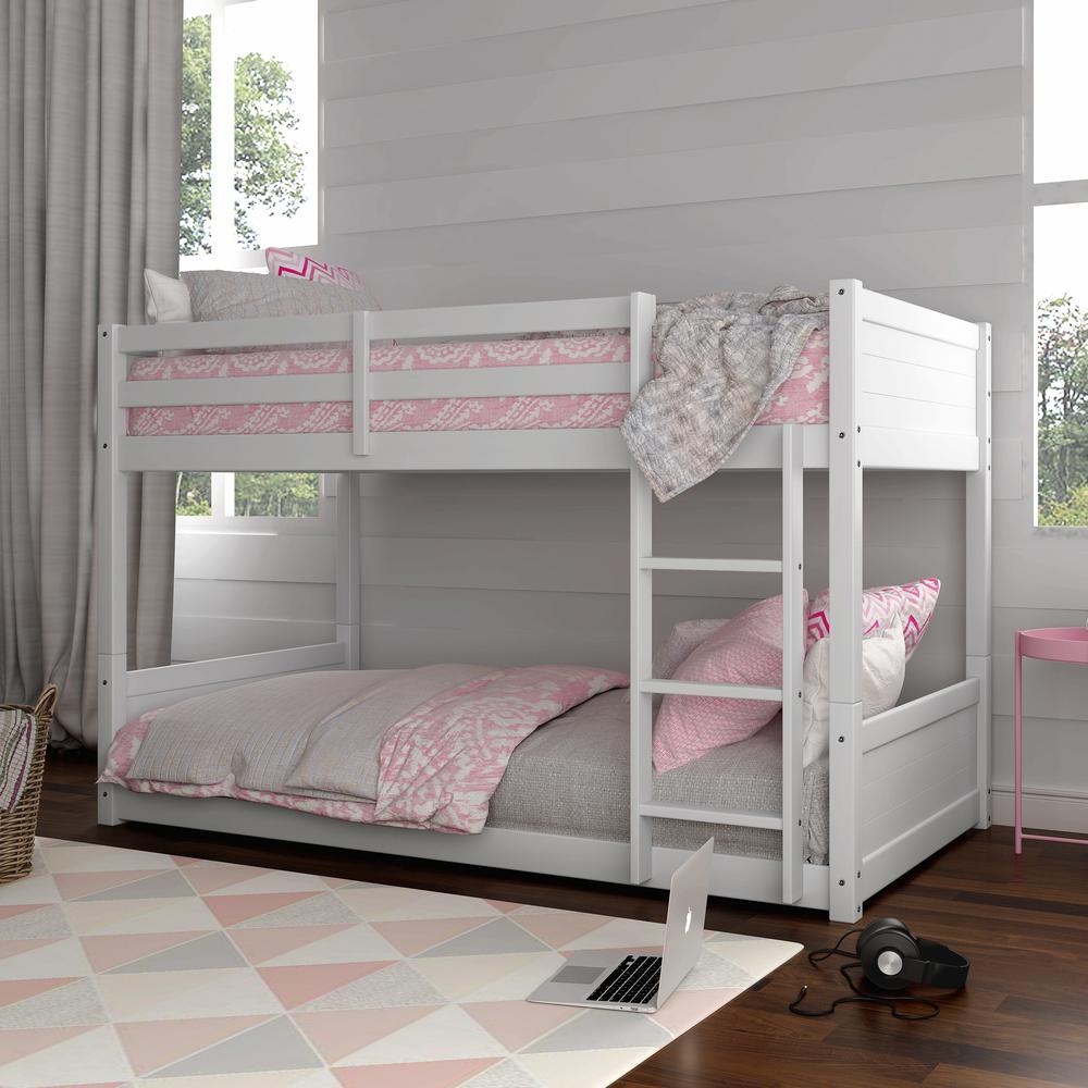 Living Essentials by Hillsdale Capri Wood Twin Over Twin Floor Bunk Bed, White. Picture 2