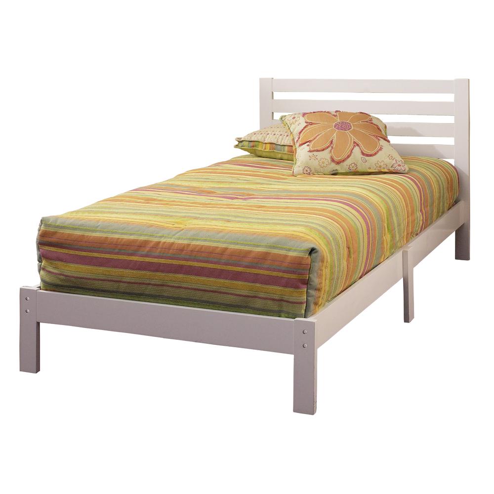 Aiden Wood Twin Bed, White. Picture 1