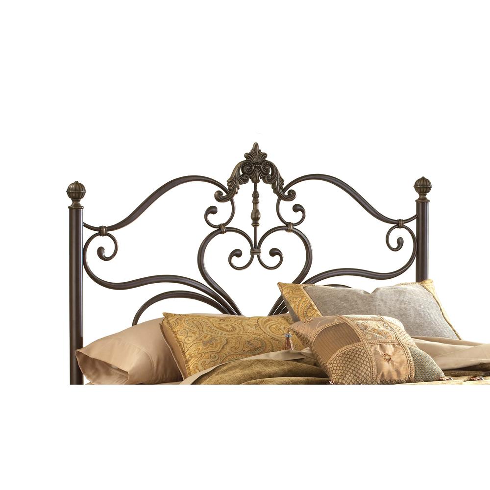 Metal Queen Headboard with Frame, Antique Brown. The main picture.