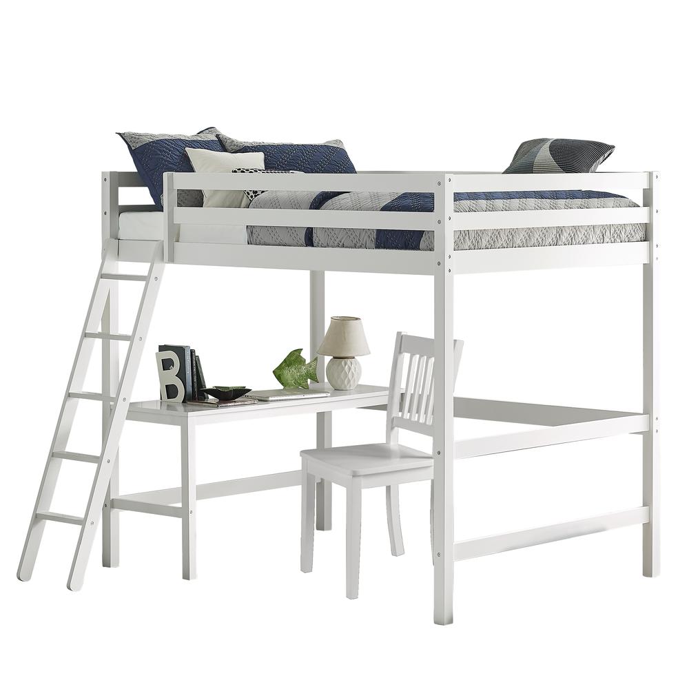 Hillsdale Kids and Teen Caspian Full Loft Bed with Desk Chair, White. Picture 1