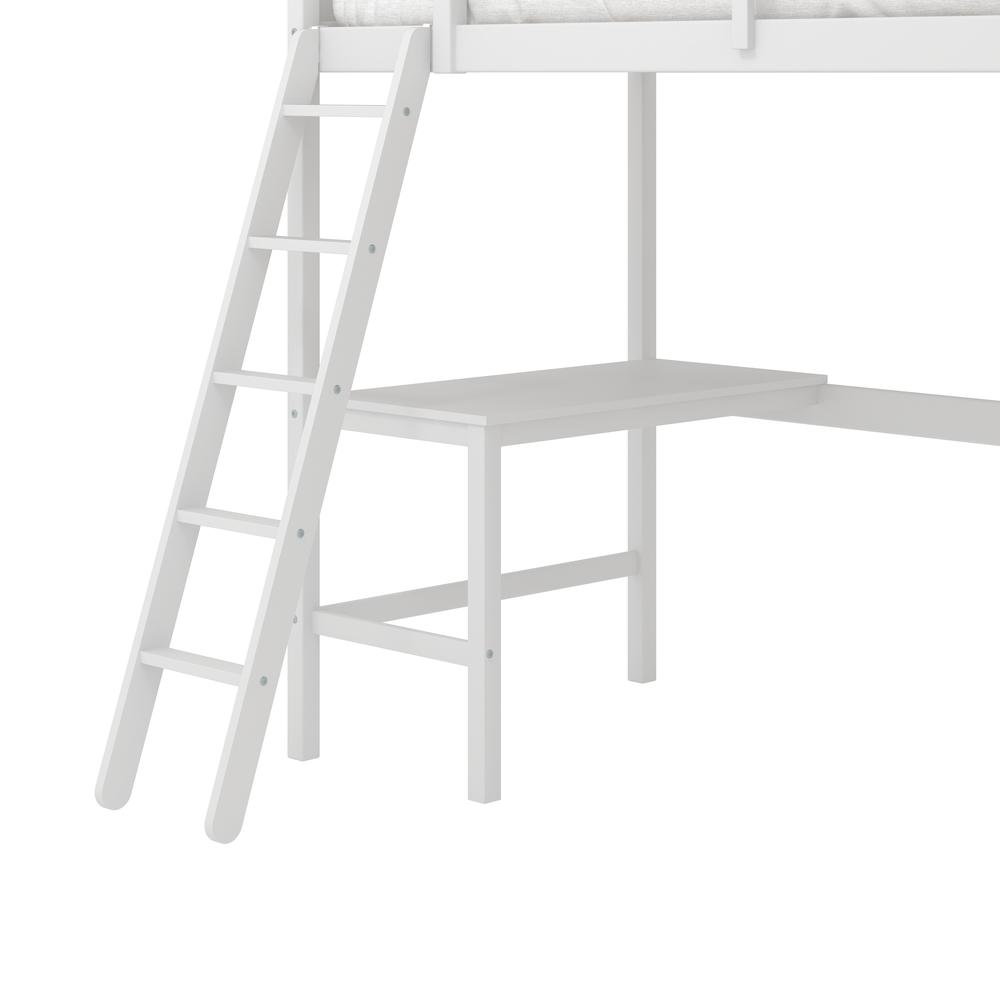 Alexis Wood Arch Twin Loft Bed with Desk, White. Picture 11