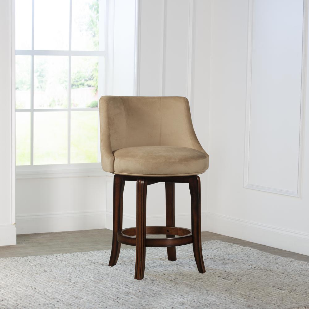 Napa Valley Swivel Counter Height Stool - Textured Khaki Fabric. Picture 2