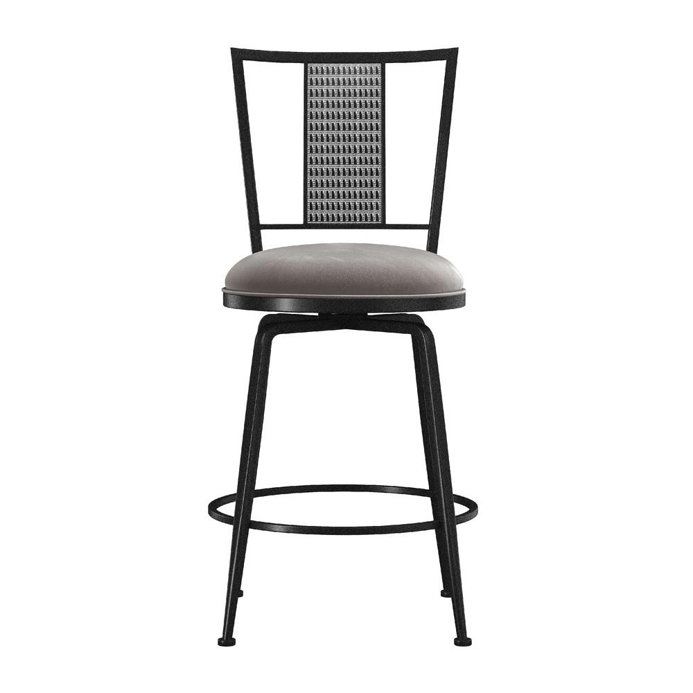 Queensridge Metal Swivel Counter Height Stool, Black with Silver. Picture 2