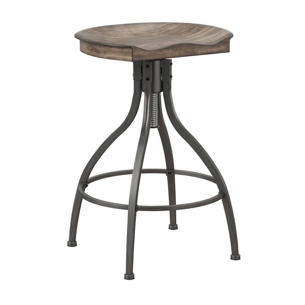 Worland Backless Metal Adjustable Height Stool, Gray Metal. Picture 1