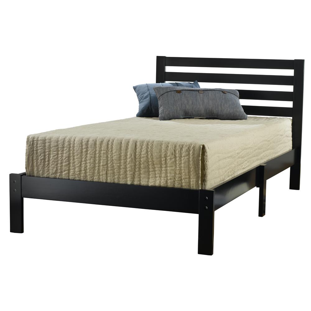 Aiden Wood Twin Bed, Black. Picture 1