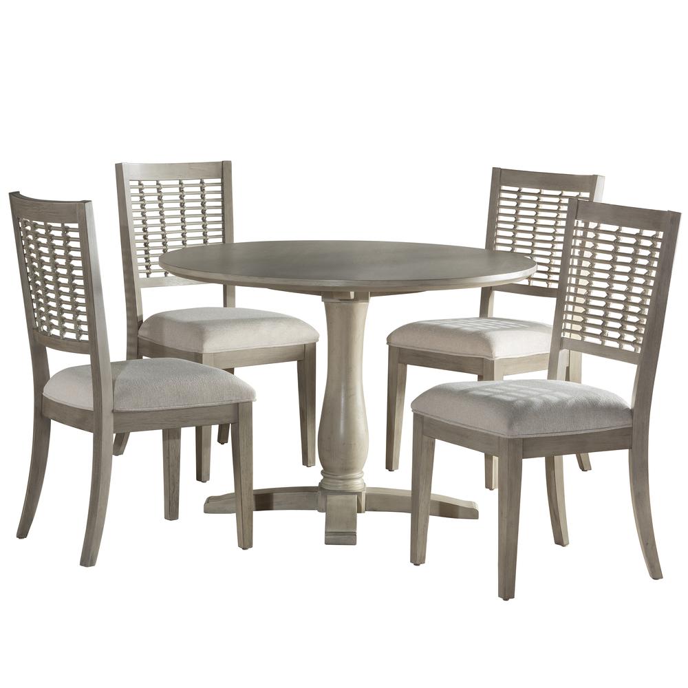 Ocala Wood 5 Piece Round Dining, Sandy Gray. Picture 1