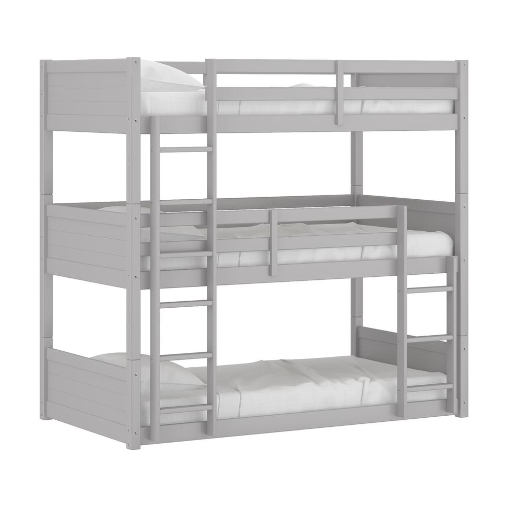 Living Essentials by Hillsdale Capri Wood Triple Bunk Bed, Gray. Picture 1